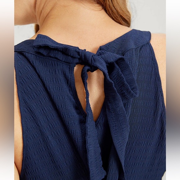 BloomChic Plus Size 4XL Solid Knot Halter Pocket Belted Ruffles Tiered Hem Dress - Picture 4 of 8